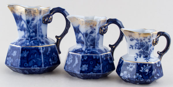 Jugs or Pitchers Set of Three octagonal c1900